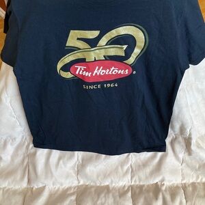 Tim Hortons 50th Anniversary Black Tee with Red & Gold Logo